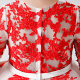 فستان بونشو شيفون مطبوع باللون الأحمر للفتيات الصغيرات ly3185