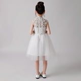 Vestido cheongsam blanco bordado con estampado floral para niña de las flores ly3188