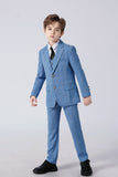 ly1671 Light Blue Plaid Page Boy Formal 5 Piece Boys Suits