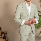 Conjunto de traje y pantalones cortos de seersucker ligeros de verano para hombre, informal, ly1133