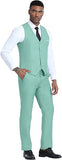 Mens Slim Fit 2 Piece Suit Set V-Neck Solid Dress Suit Vest Pants Wedding Prom Tuxedo for Men