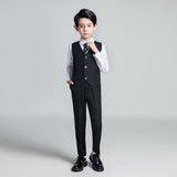 ly1237 Trajes elegantes de 5 piezas para niños a cuadros negros