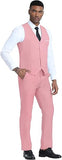 Mens Slim Fit 2 Piece Suit Set V-Neck Solid Dress Suit Vest Pants Wedding Prom Tuxedo for Men