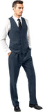 Mens Slim Fit 2 Piece Suit Set V-Neck Solid Dress Suit Vest Pants Wedding Prom Tuxedo for Men