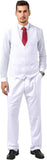 Mens Slim Fit 2 Piece Suit Set V-Neck Solid Dress Suit Vest Pants Wedding Prom Tuxedo for Men
