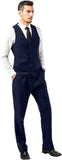 Mens Slim Fit 2 Piece Suit Set V-Neck Solid Dress Suit Vest Pants Wedding Prom Tuxedo for Men