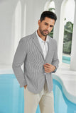 ly1111 Blazer de verano de rayas de seersucker para hombre