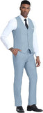 Mens Slim Fit 2 Piece Suit Set V-Neck Solid Dress Suit Vest Pants Wedding Prom Tuxedo for Men