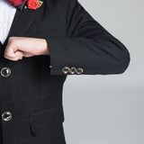 ly1237 Trajes elegantes de 5 piezas para niños a cuadros negros