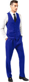 Mens Slim Fit 2 Piece Suit Set V-Neck Solid Dress Suit Vest Pants Wedding Prom Tuxedo for Men
