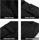 Retro Tweed Herringbone Slim Fit Notch Lapel Tuxedos Set Prom 3 Piece Men's Suit