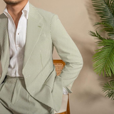 Conjunto de traje y pantalones cortos de seersucker ligeros de verano para hombre, informal, ly1133
