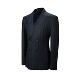 ly1102 Navy Stripe Double Breasted Men's Two Button Stripe Blazer