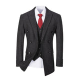ly1654 Black Plaid Men's 3 Piece Slim Fit Suit for Party, Wedding and Business