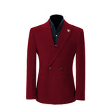 Unique Red Peak Lapel Corduroy Suit 2 Pieces Men's Suits Jacket+Pants