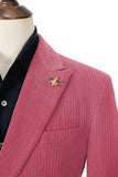 Unique Red Peak Lapel Corduroy Suit 2 Pieces Men's Suits Jacket+Pants