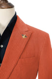 Unique Red Peak Lapel Corduroy Suit 2 Pieces Men's Suits Jacket+Pants