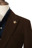 Unique Red Peak Lapel Corduroy Suit 2 Pieces Men's Suits Jacket+Pants