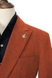 Unique Red Peak Lapel Corduroy Suit 2 Pieces Men's Suits Jacket+Pants