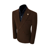 Unique Red Peak Lapel Corduroy Suit 2 Pieces Men's Suits Jacket+Pants