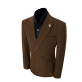 Unique Red Peak Lapel Corduroy Suit 2 Pieces Men's Suits Jacket+Pants