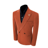 Unique Red Peak Lapel Corduroy Suit 2 Pieces Men's Suits Jacket+Pants