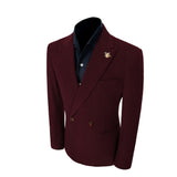 Unique Red Peak Lapel Corduroy Suit 2 Pieces Men's Suits Jacket+Pants
