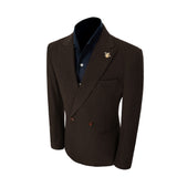 Unique Red Peak Lapel Corduroy Suit 2 Pieces Men's Suits Jacket+Pants