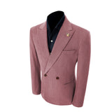 Unique Red Peak Lapel Corduroy Suit 2 Pieces Men's Suits Jacket+Pants