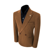 Unique Red Peak Lapel Corduroy Suit 2 Pieces Men's Suits Jacket+Pants