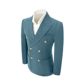 Double Breasted Peak Lapel Corduroy Suit 2 Pieces Men's Suits Jacket+Pants