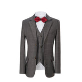 Grey Plaid 3 Piece Boys Suits Blazer Vest and Pants