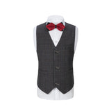 ly1148 Black Plaid 3 Piece Boys Suits Blazer Vest and Pants
