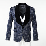 ly1514 New Arrival Navy Velvet Unique Patterned Party Banquet 3 Piece Men Suits