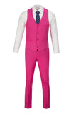 Fuchsia Men's Suits 2 Pieces Vest+Pants Set V-Neck Slim Fit Casual Waistcoat Suit