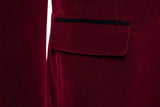 ly1300 Burgundy Velvet 3 Piece Men's Formal Suits