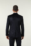 ly1527 Navy Velvet 3 Piece Men's Formal Suits With Jacket Vest Pants