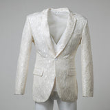 ly1520 بدلات زفاف بيضاء مكونة من 3 قطع للرجال بنقشة بيضاء