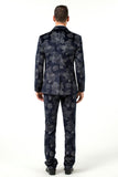 ly1519 New Arrival Unique Party Banquet 3 Piece Navy Patterned Men Suits
