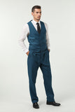 ly1694 Lake Blue Two Button Wedding 3 Pieces Slim Fit Men Suits