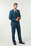 Lake Blue Two Button Wedding 3 Pieces Slim Fit Men Suits
