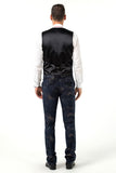 ly1513 New Arrival Navy Velvet Unique Golden Patterned Party Banquet 3 Piece Men Suits