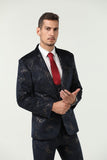 ly1513 New Arrival Navy Velvet Unique Golden Patterned Party Banquet 3 Piece Men Suits