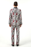 ly1508 New Arrival White Unique Red Patterned Party Banquet 3 Piece Men Suits
