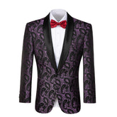 Purple Unique Patterned Men's Blazer for Party, Wedding and Business