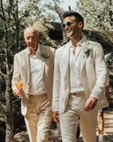 Casual Beach Wedding 2 Piece Linen Men Suits