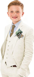 ly1120 Summer Casual Linen 3 Piece Boys Suit Jacket Vest Pant Set