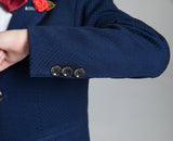 ly1239 بدلة زفاف للأولاد مكونة من 5 قطع باللون الأزرق الداكن