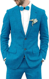 ly1128 Traje de lino de 2 piezas para hombre, chaqueta y pantalón ajustados de verano