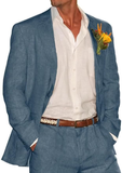 Casual Beach Wedding 2 Piece Linen Men Suits